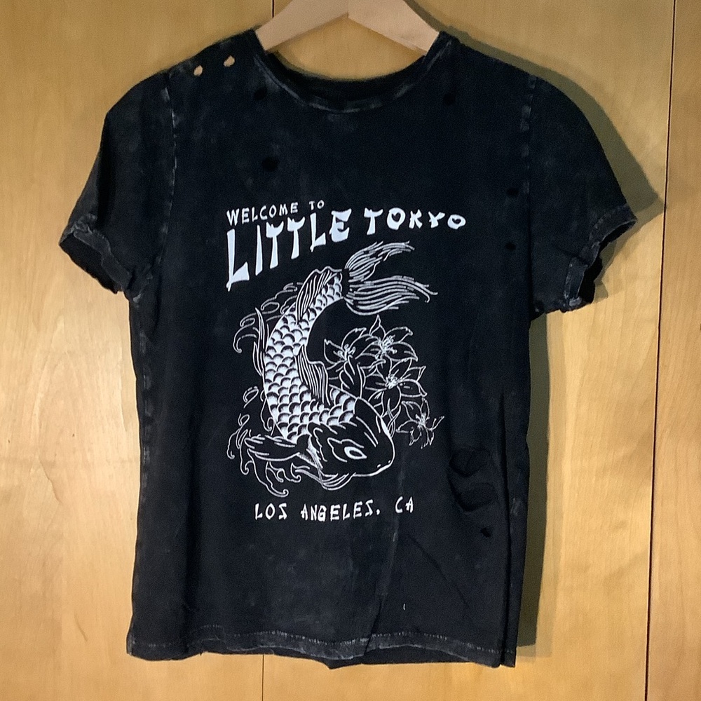 $5 or 4/$10: Forever 21 distressed black Welcome to Little Tokyo, size medium